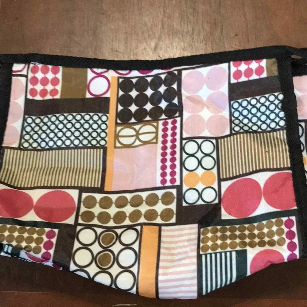 Donna Moore Cosmetic Bag Multicolor Geometric Patchwork Nylon Zipper Pouch